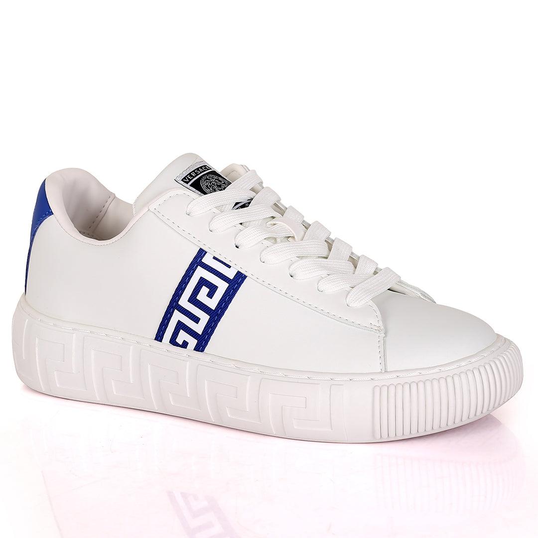 Vers Crested Belt Logo Designed White Sole Lace Up Sneakers - Obeezi.com