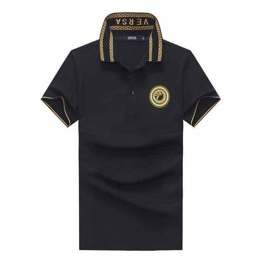 Vers Crested Logo With Collar Design Black Polo Shirt - Obeezi