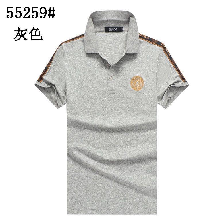 Vers Medusa Embroidered Cotton Polo Shirt-ash - Obeezi