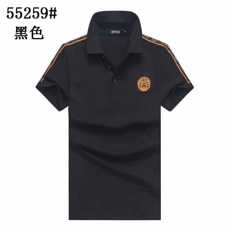 Vers Medusa Embroidered Cotton Polo Shirt-Black - Obeezi