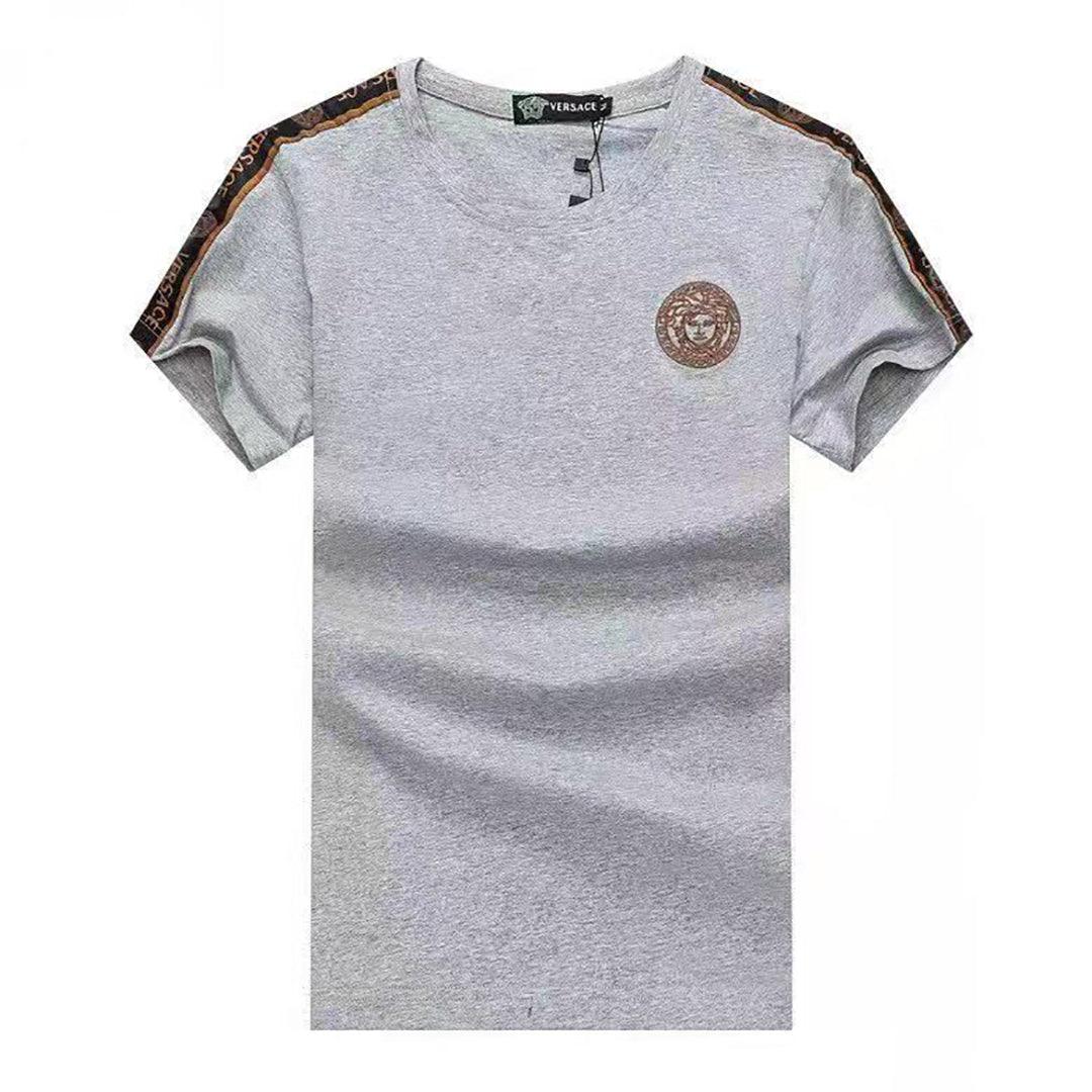 Vers Medusa Head Designed Cotton Men's T-shirt - Grey - Obeezi.com