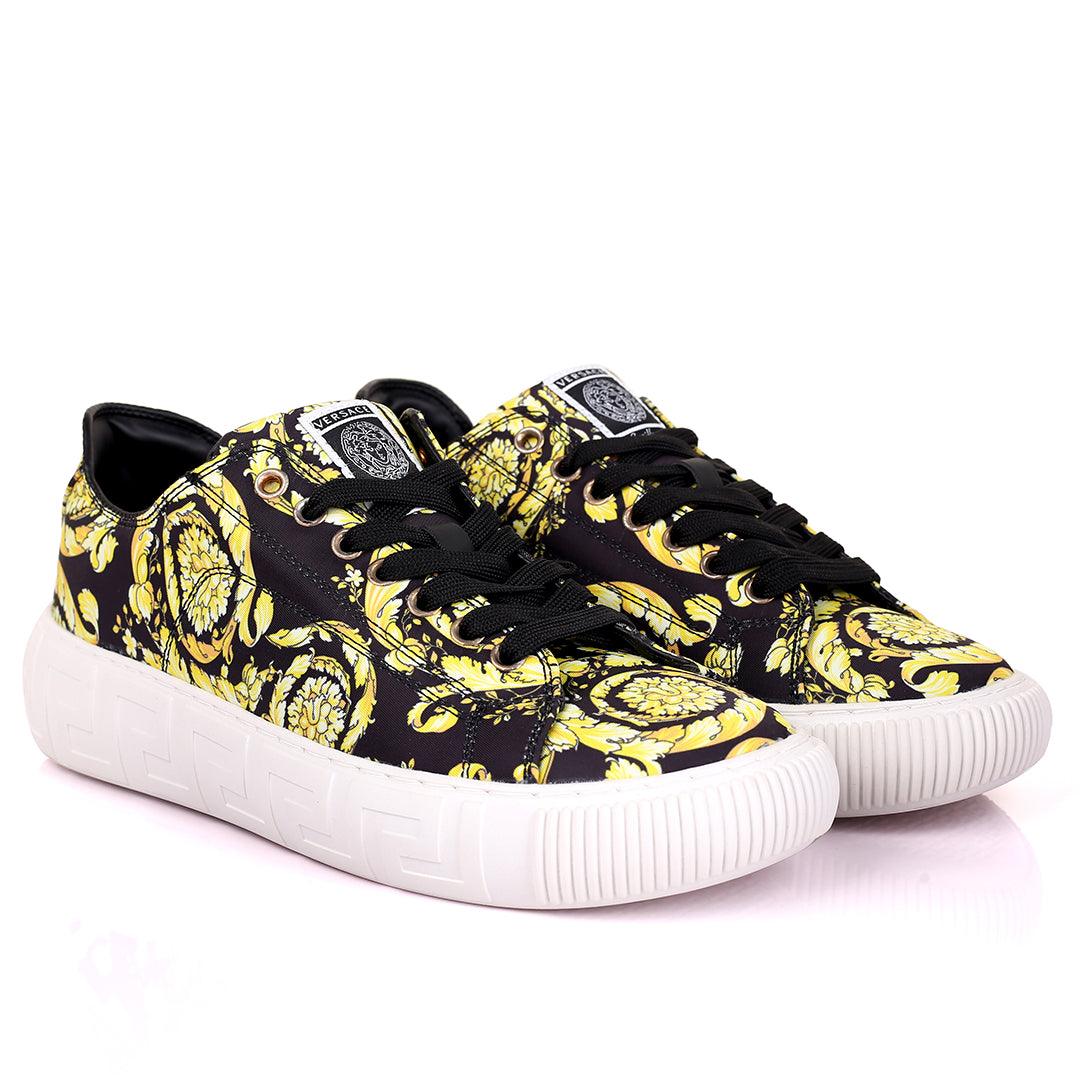 Vers Multi-Coloured Embroided Logo And Flower Design Lace Up Sneakers - Obeezi.com