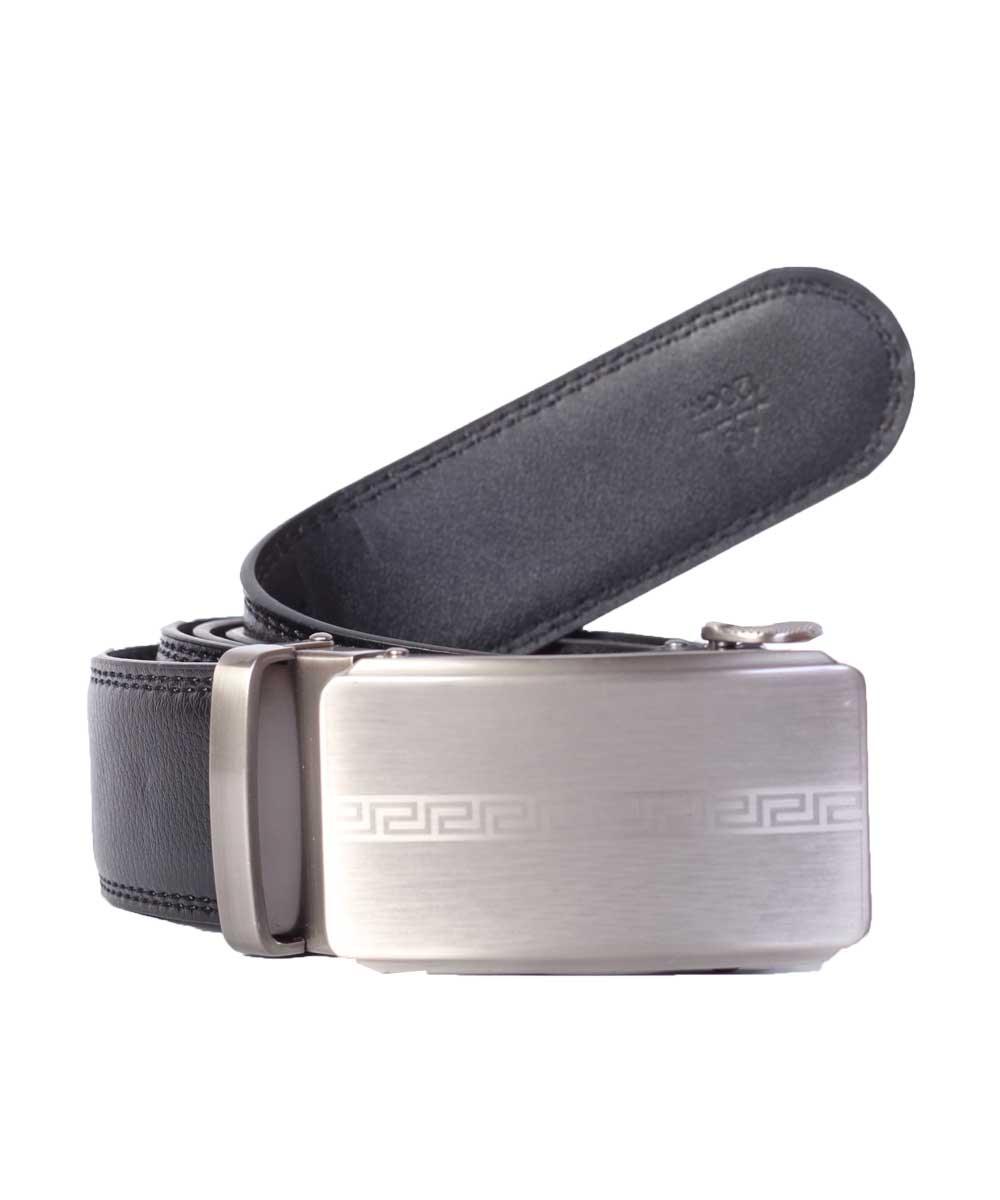 Versace Black Leather Belt with silver buckle - Obeezi.com