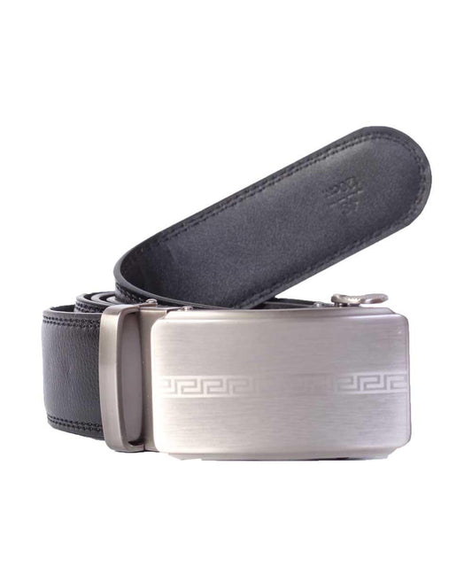 Versace Black Leather Belt with silver buckle - Obeezi.com
