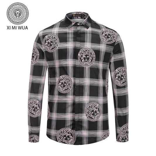 Versace Black Vintage Crested logo Men's Long Sleeved Shirt - Obeezi