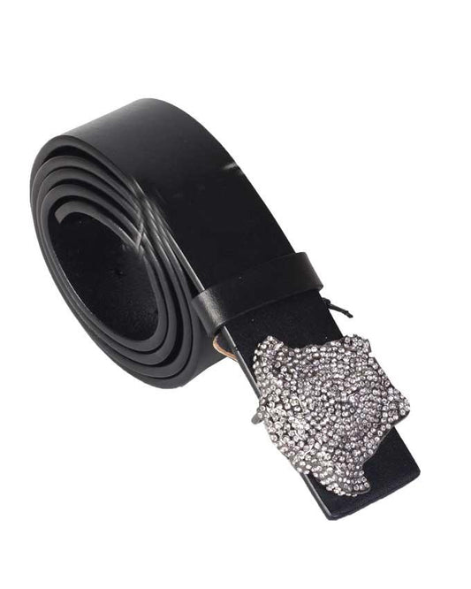 Versace Crystal 3D Medusa Patent Leather Belt - Black - Obeezi.com