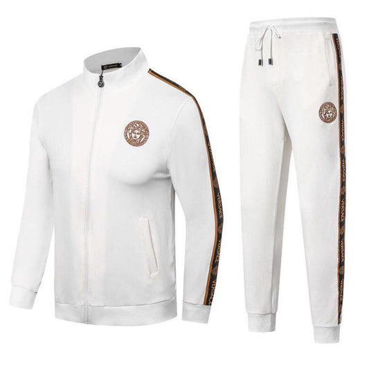Versace Front Embroilded Logo White Cotton Tracksuits - Obeezi