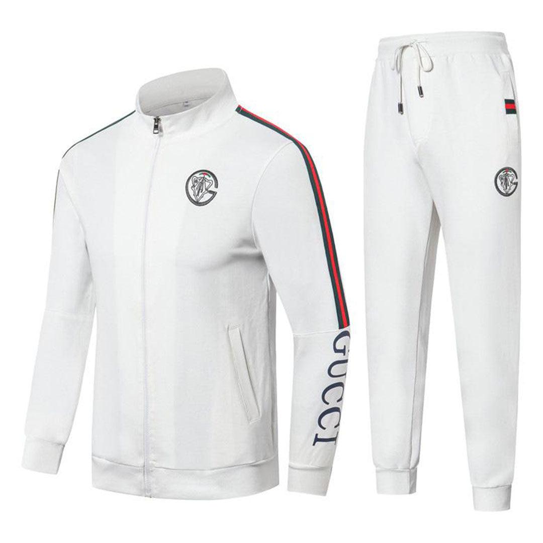 Versace Front Embroilded Logo White Cotton Tracksuits - Obeezi