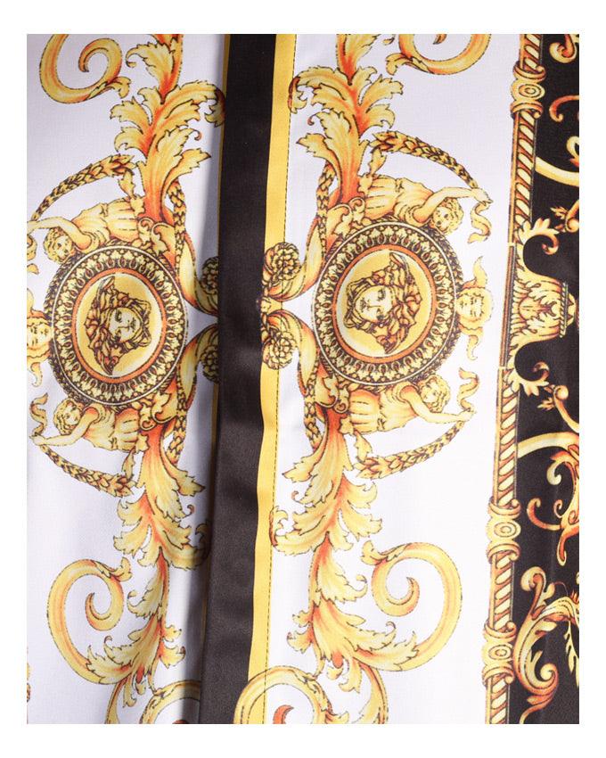 Versace Men's longsleeve Decorated Shirts In floral Golden - Obeezi