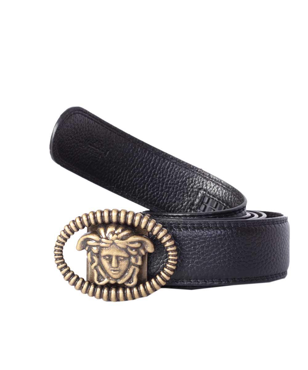 Versace Palazzo Leather Belt With Medusa Buckle Gold - Obeezi.com