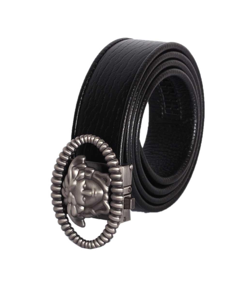 Versace Palazzo Leather Belt With Medusa Buckle Grey - Obeezi.com