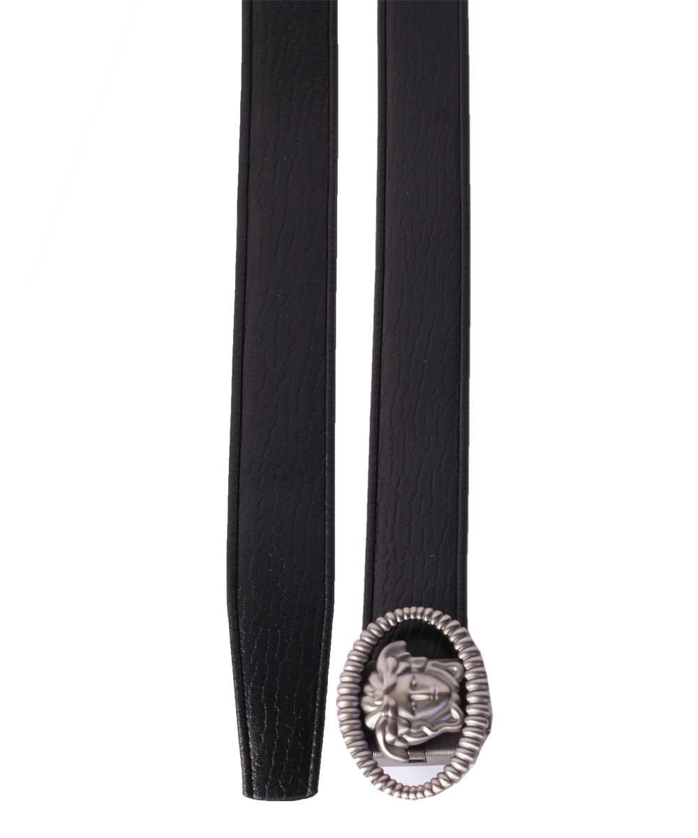 Versace Palazzo Leather Belt With Medusa Buckle Grey - Obeezi.com