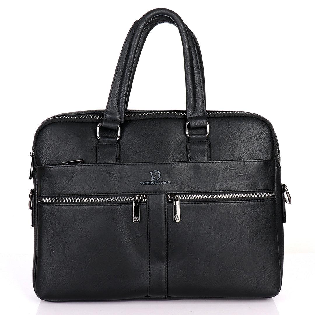 Videng King 2.0 Men's Authentic Leather Laptop Bag- Black - Obeezi.com