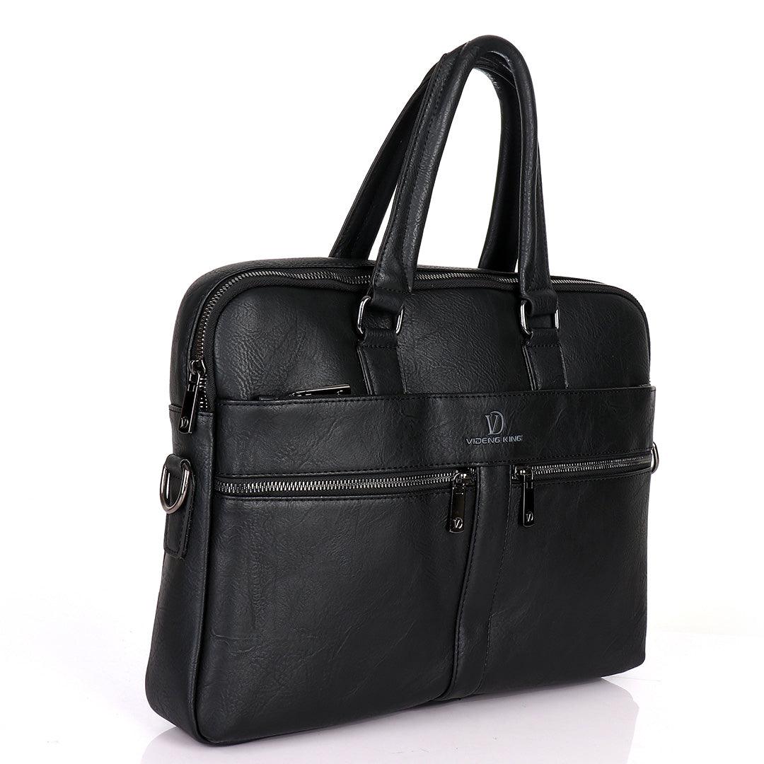 Videng King 2.0 Men's Authentic Leather Laptop Bag- Black - Obeezi.com