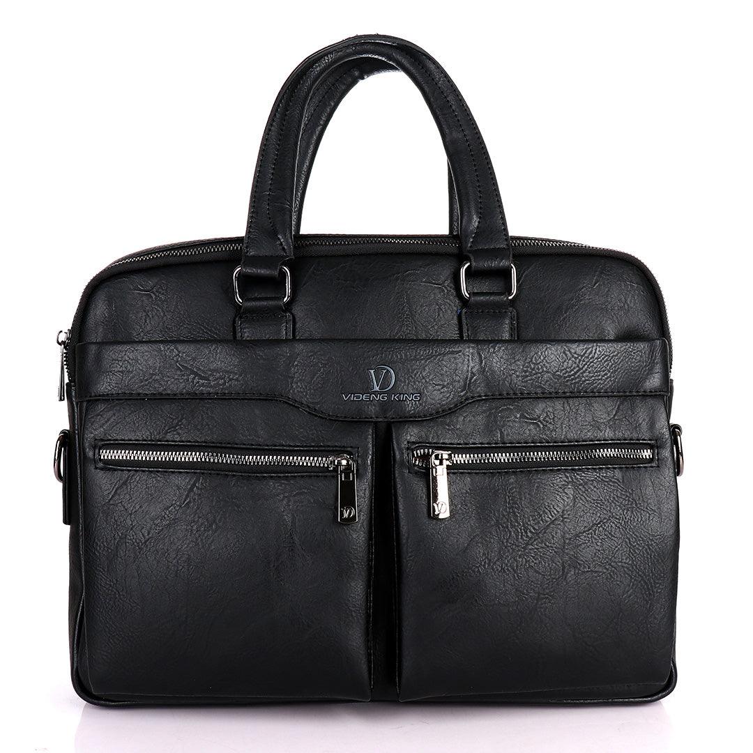 Videng King Men's Authentic Leather Laptop Bag- Black - Obeezi.com