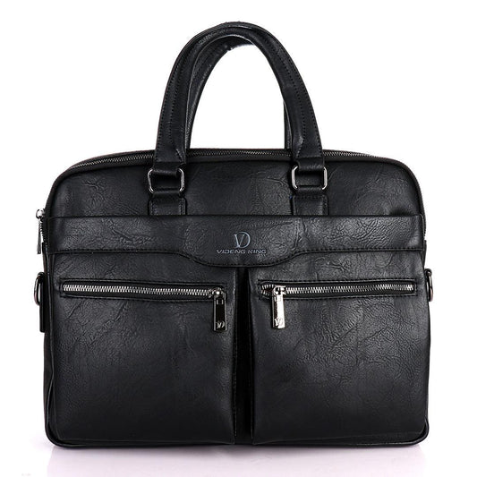 Videng King Men's Authentic Leather Laptop Bag- Black - Obeezi.com