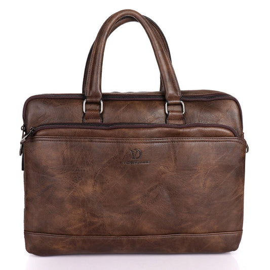 Videng King Men's Quality Leather Business Bag- Brown - Obeezi.com