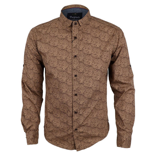 Vintage Brown Floral Print long Sleeve Shirt - Obeezi