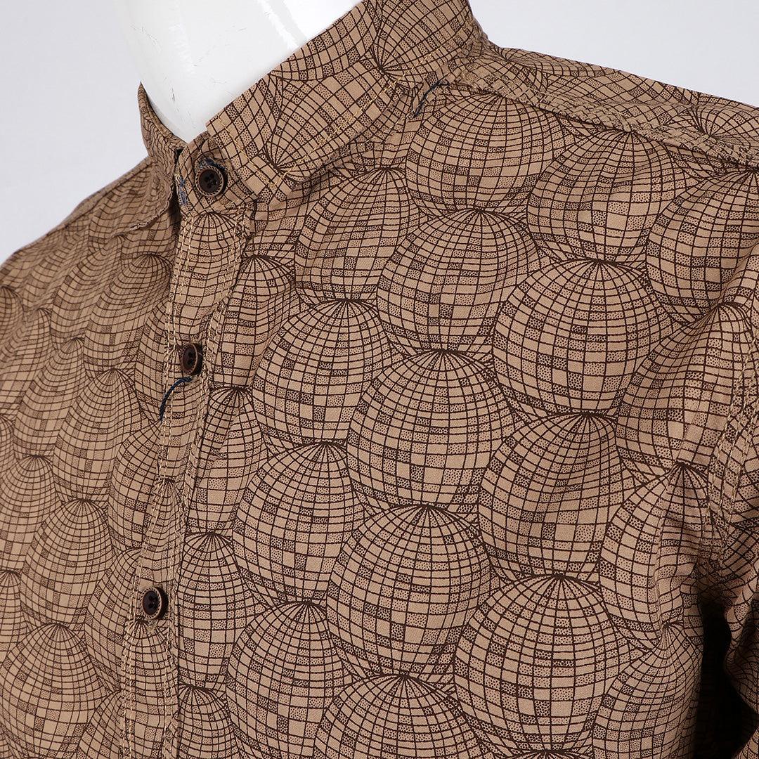 Vintage Brown Floral Print long Sleeve Shirt - Obeezi