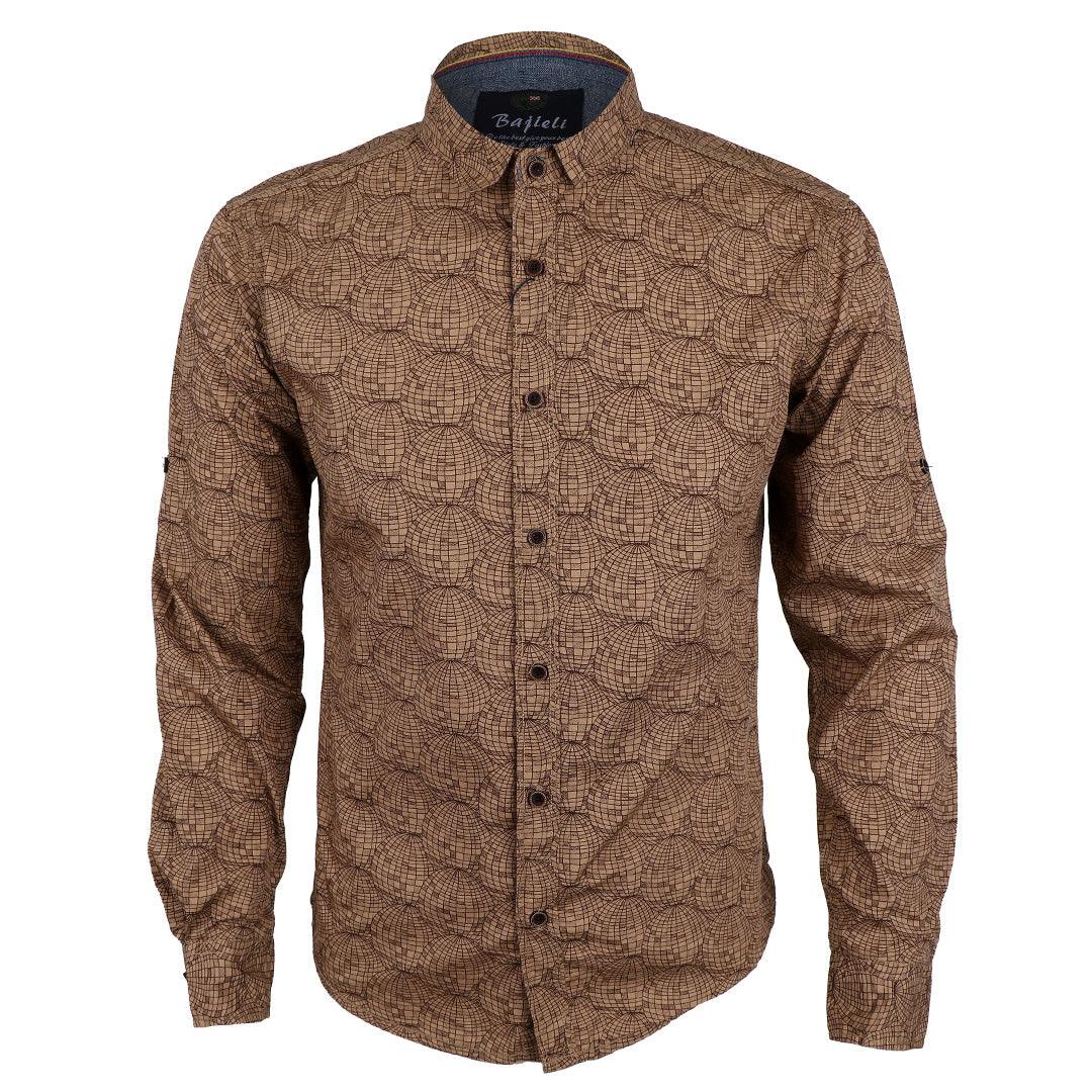 Vintage Brown Floral Print long Sleeve Shirt - Obeezi