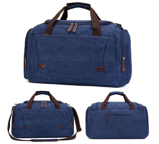 Vintage Canvas Large Capacity Travel Bag-Blue - Obeezi.com