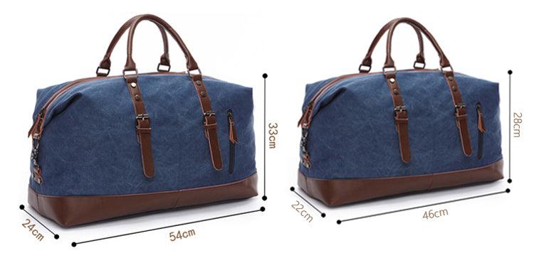Vintage Canvas Large Capacity Weekend Tote Travel Handbag-Blue - Obeezi.com