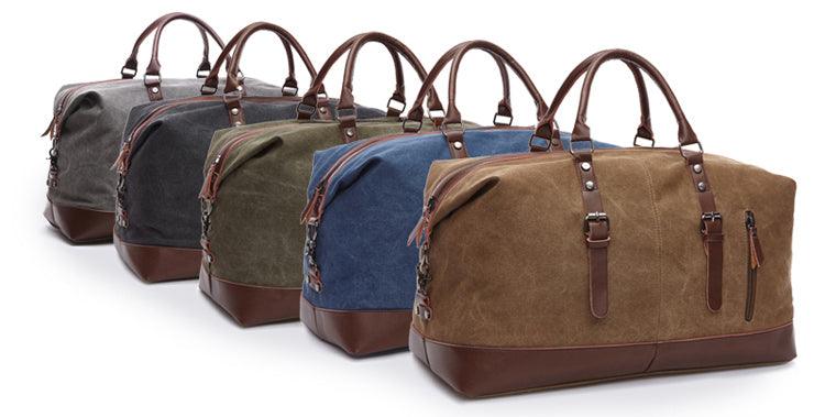 Vintage Canvas Large Capacity Weekend Tote Travel Handbag-Blue - Obeezi.com