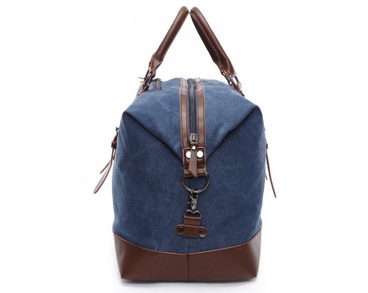 Vintage Canvas Large Capacity Weekend Tote Travel Handbag-Blue - Obeezi.com