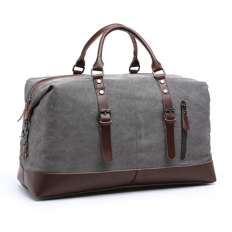 Vintage Canvas Large Capacity Weekend Tote Travel Handbag-Gray - Obeezi.com