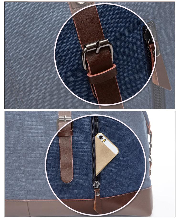 Vintage Canvas Large Capacity Weekend Tote Travel Handbag-Gray - Obeezi.com