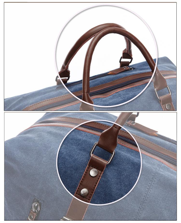 Vintage Canvas Large Capacity Weekend Tote Travel Handbag-Green - Obeezi.com