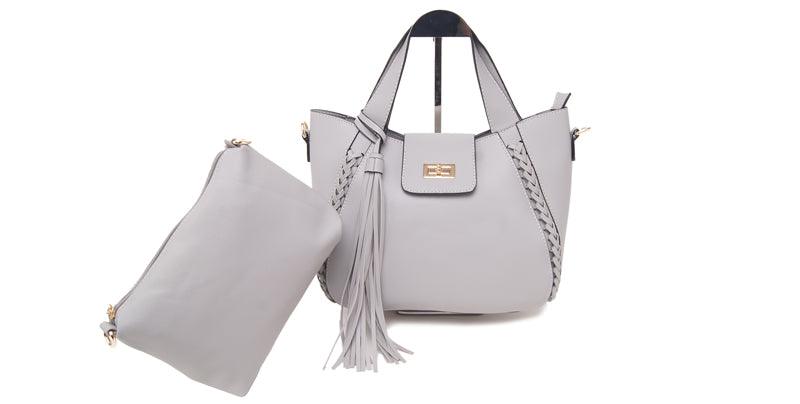 Vintage Classic Weave And Tassels Handbag- Grey - Obeezi.com