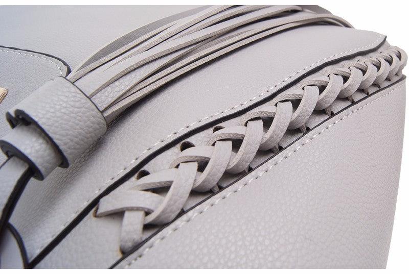 Vintage Classic Weave And Tassels Handbag- Grey - Obeezi.com