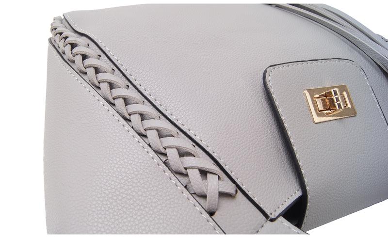Vintage Classic Weave And Tassels Handbag- Grey - Obeezi.com