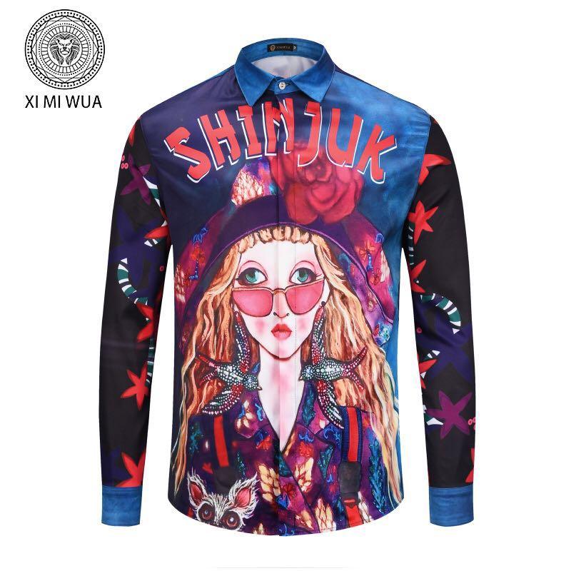 Vintage Design blue/Red Long Sleeved Shirt - Obeezi