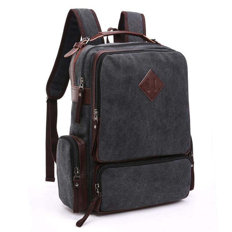Vintage fashion Canvas High Capacity Laptop Travel Backpack-Black - Obeezi.com