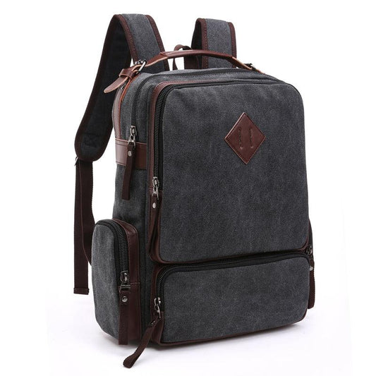 Vintage fashion Canvas High Capacity Laptop Travel Backpack-Black - Obeezi.com