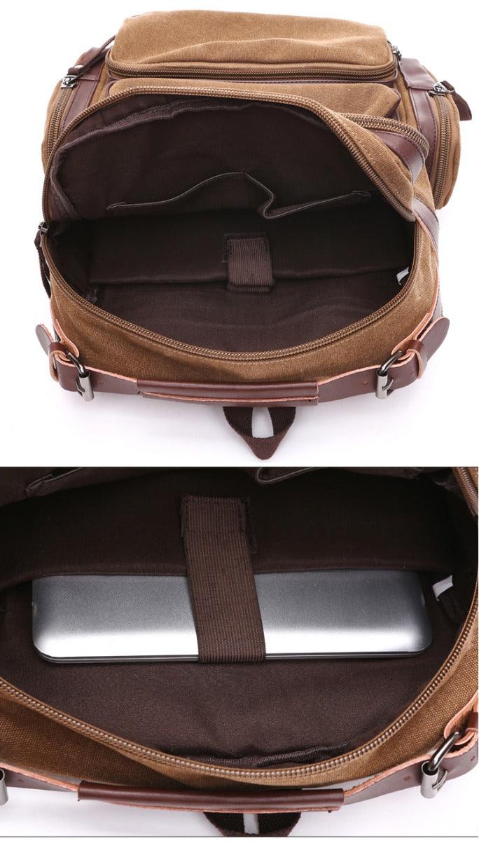 Vintage fashion Canvas High Capacity Laptop Travel Backpack-Black - Obeezi.com