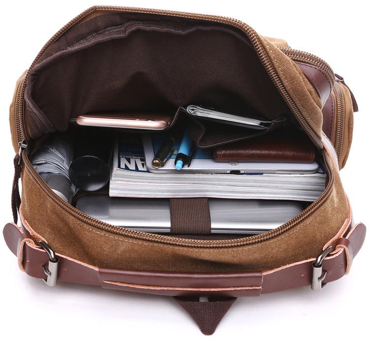 Vintage fashion Canvas High Capacity Laptop Travel Backpack-Khaki - Obeezi.com
