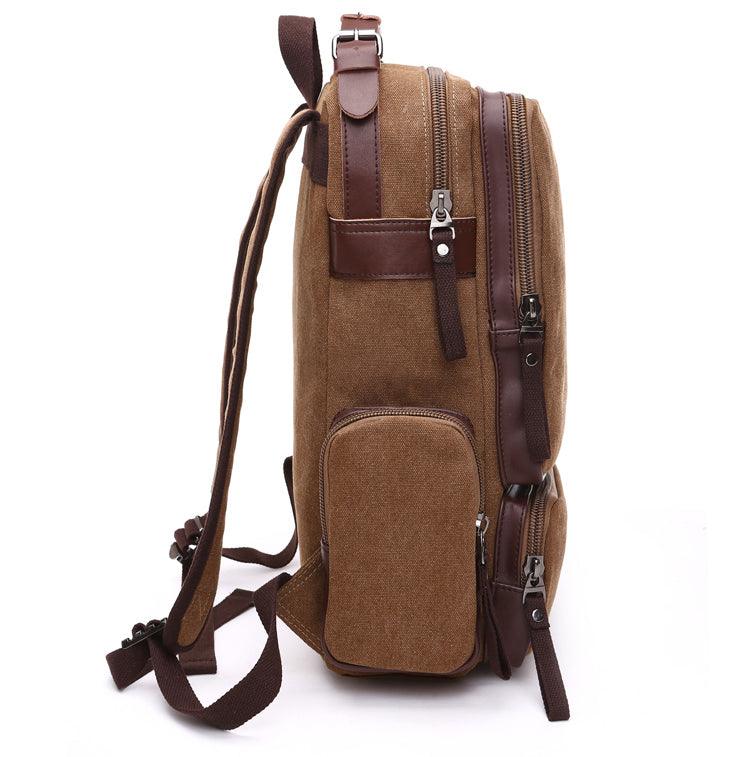 Vintage fashion Canvas High Capacity Laptop Travel Backpack-Khaki - Obeezi.com