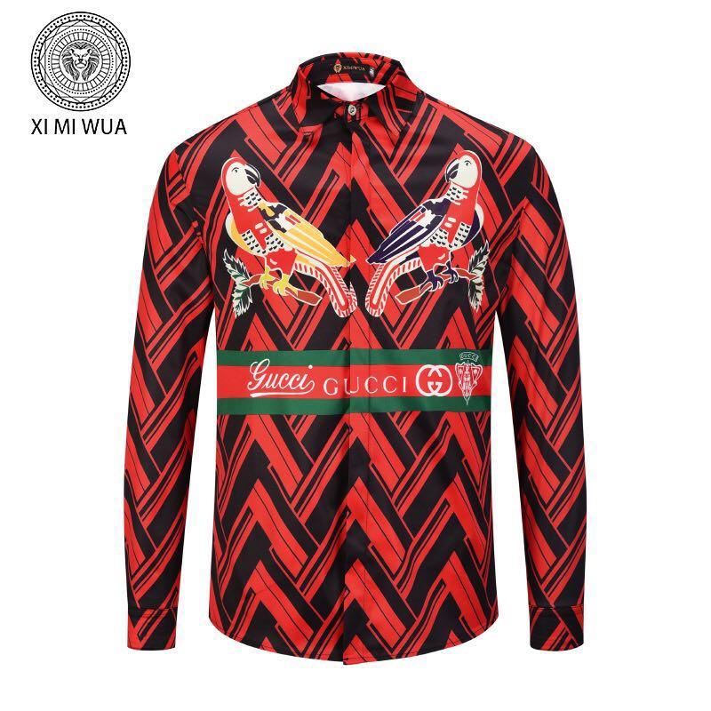 Vintage Men's Long sleeve Red And Black prints Shirt - Obeezi