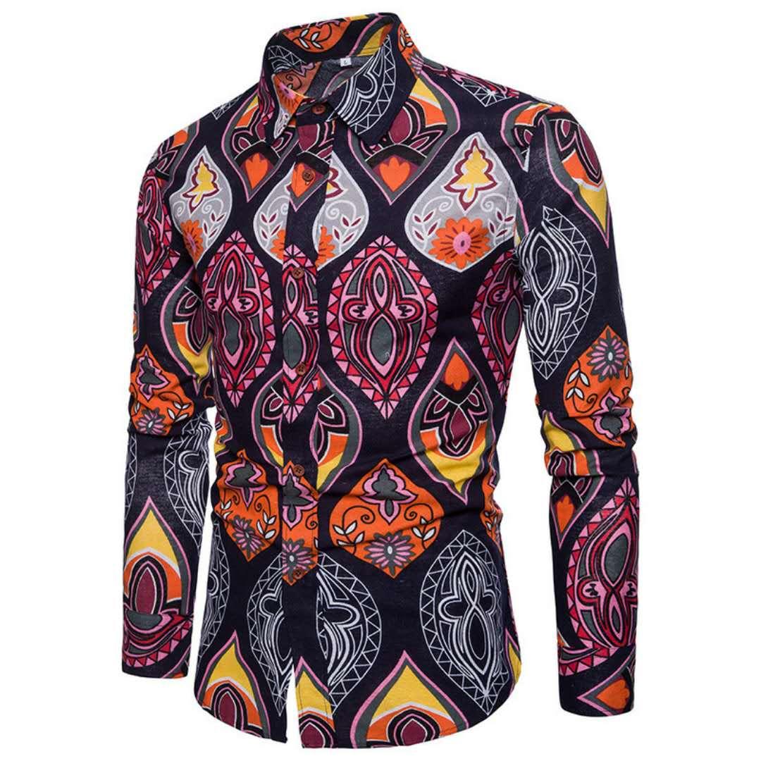 Vintage Paisley Cotton multicolour Long Sleeve Regal Shirt - Obeezi