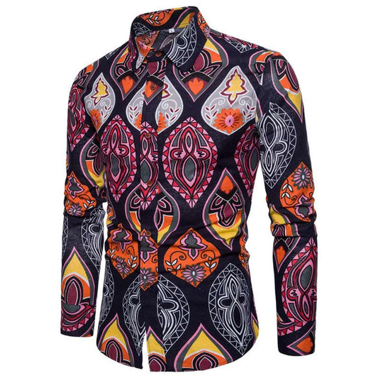 Vintage Paisley Cotton multicolour Long Sleeve Regal Shirt - Obeezi