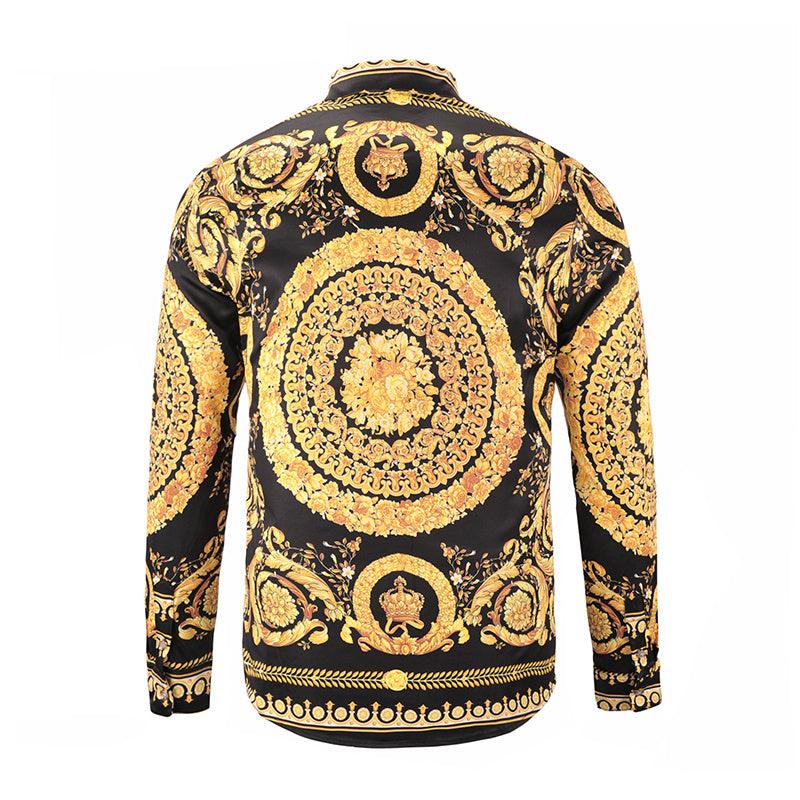 Vintage VE 3D Print Shirts Fancy Hombre Autumn Gold and Black - Obeezi