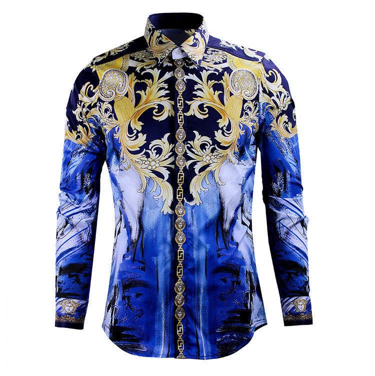 Vintage VE Classic Longsleeve Shirt Blue and Gold Tartan - Obeezi