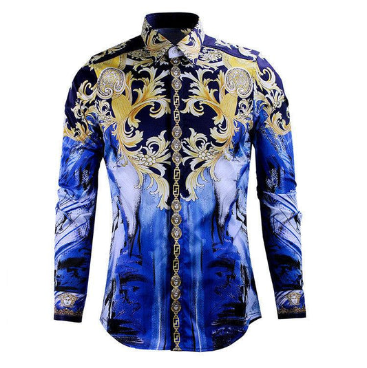 Vintage VE Classic Longsleeve Shirt Blue and Gold Tartan - Obeezi