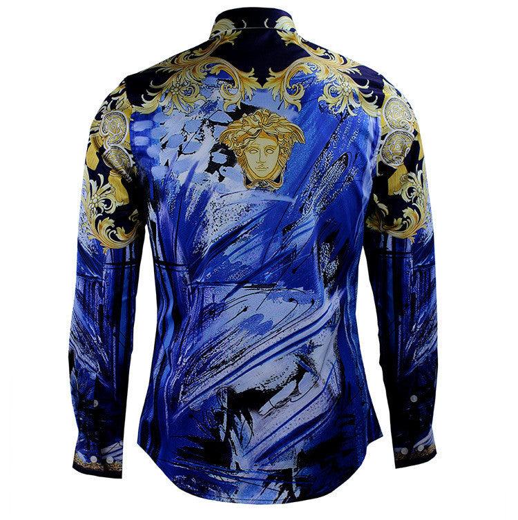 Vintage VE Classic Longsleeve Shirt Blue and Gold Tartan - Obeezi