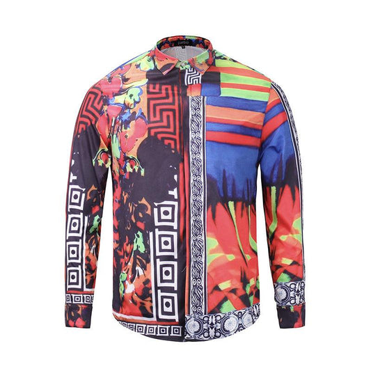 Vintage VE Medusa Pattened Printing Longsleeve shirts Multicolor - Obeezi