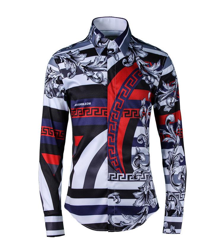 Vintage VE Medusa Retro Floral Long sleeve Shirt White - Obeezi