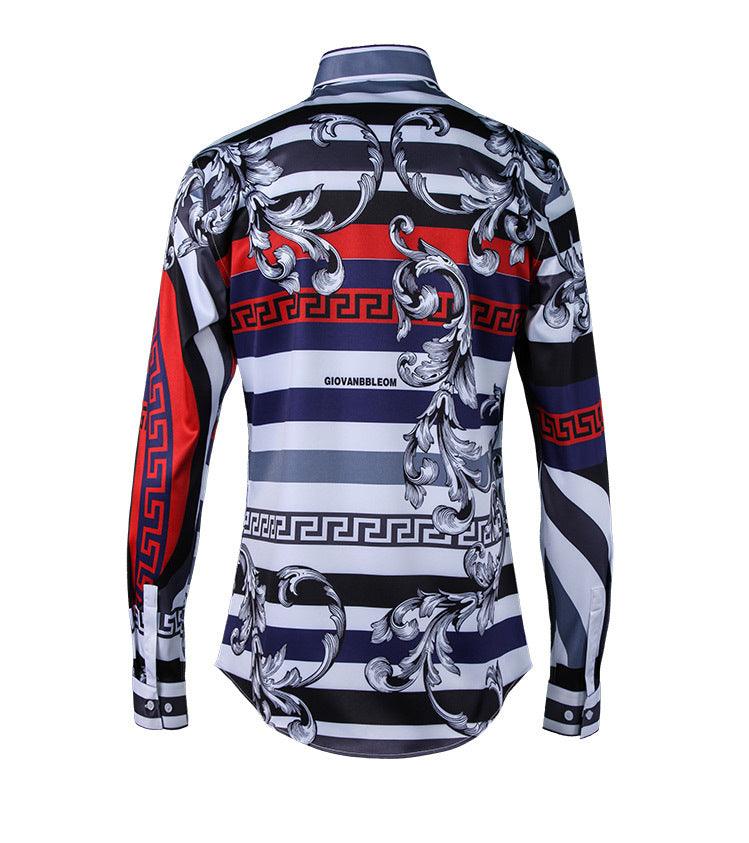 Vintage VE Medusa Retro Floral Long sleeve Shirt White - Obeezi